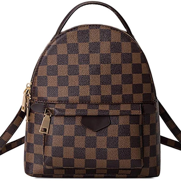 Herossy Fashion Leather Chechered Small Backpack - Picture 1 of 1